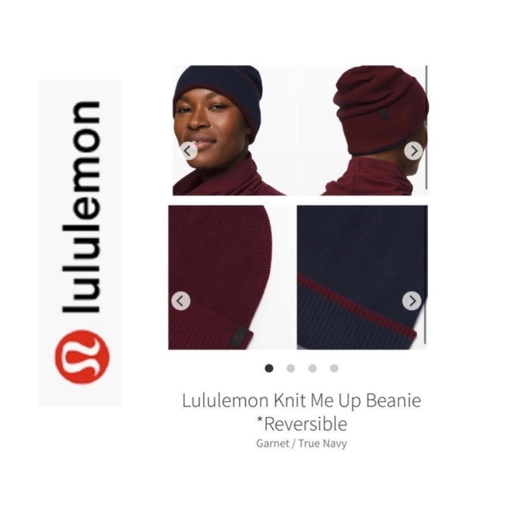 LuLuLemon Knit Me Up Reversible Toque. Navy Blu